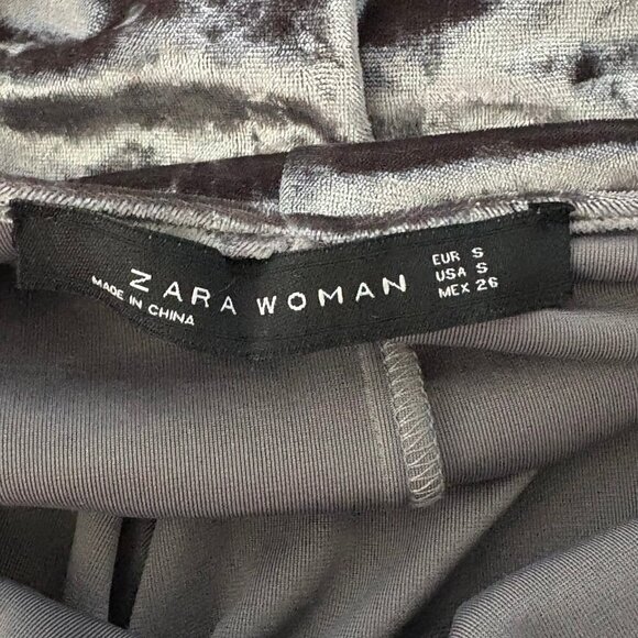 Zara Woman Grey Velvet Clubbing Top Small - Picture 6 of 6